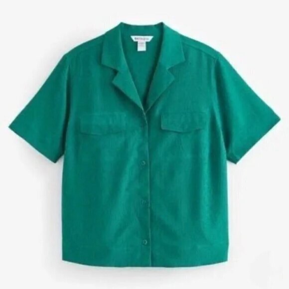 ATHLETA Echo Top Copper Button Down Packable Short Sleeve Collar Shirt RT$99 - Picture 6 of 8